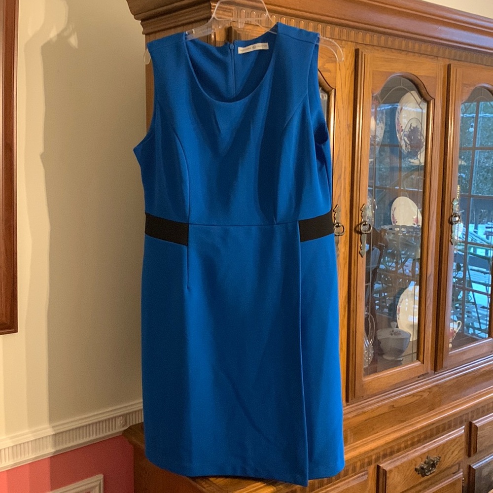 Blue sleeveless a-line dress